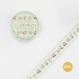 Life・ 綠色刺繡 燙金 紙膠帶